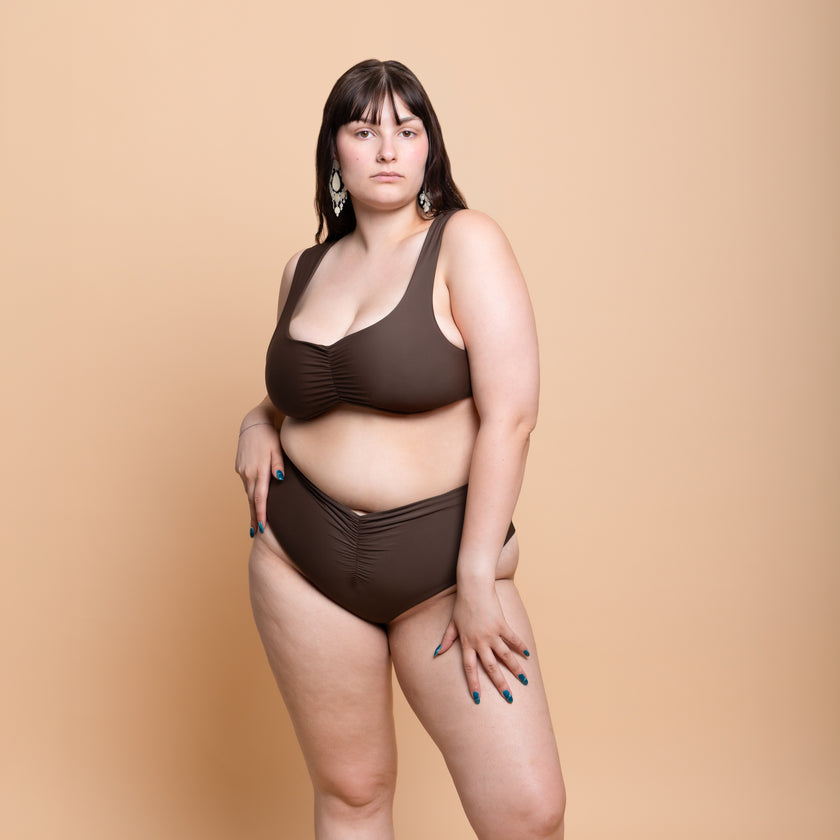 Slip bikini Vita alta con arriccio Tinta unita