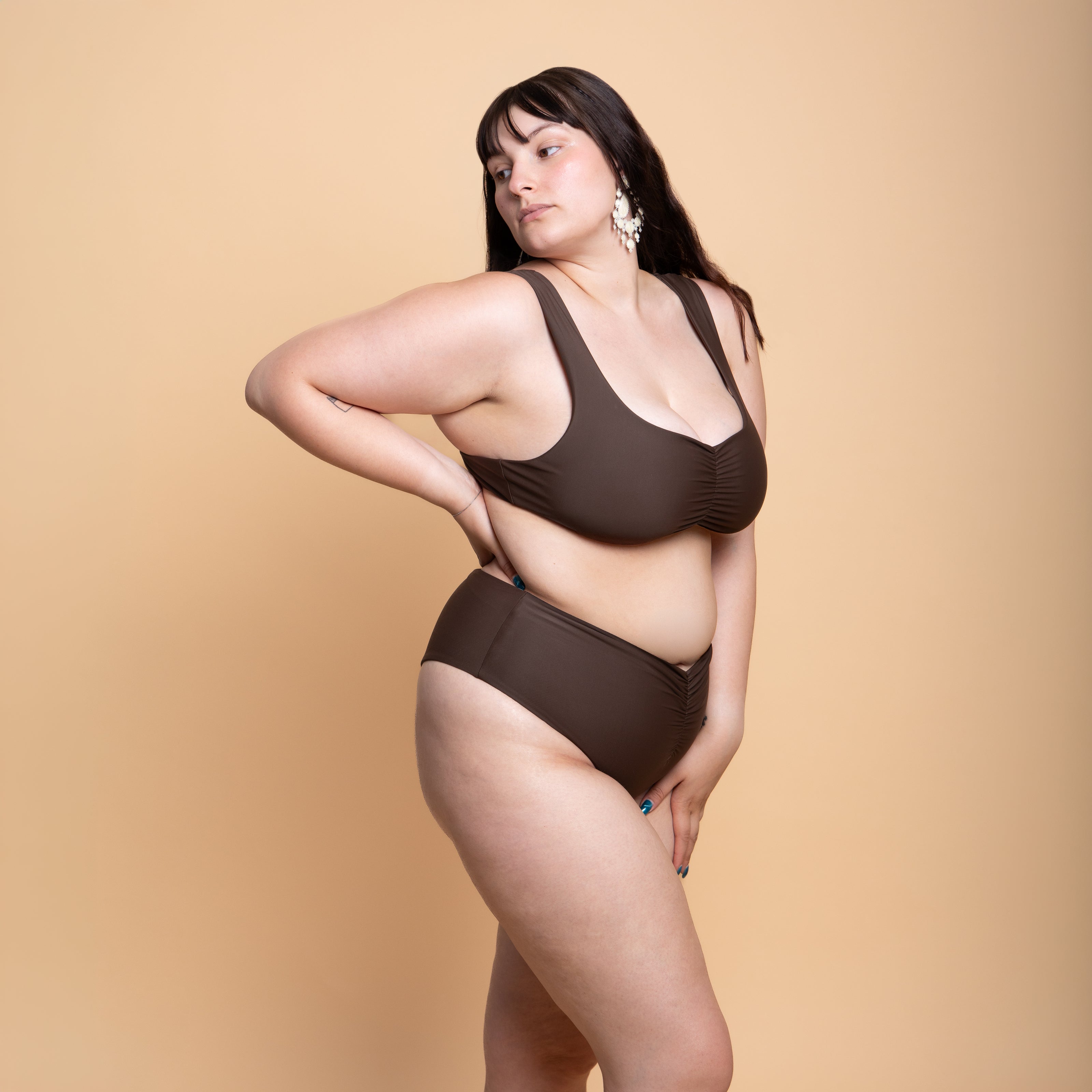 Slip bikini Vita alta con arriccio Tinta unita