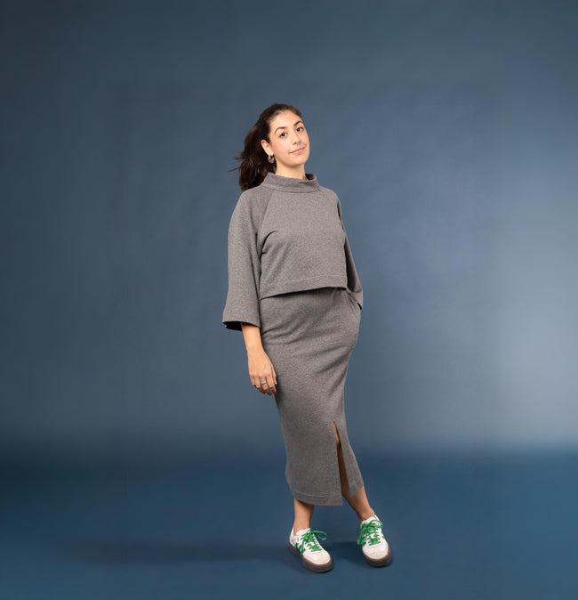 Felpa Kimono con collo a cratere