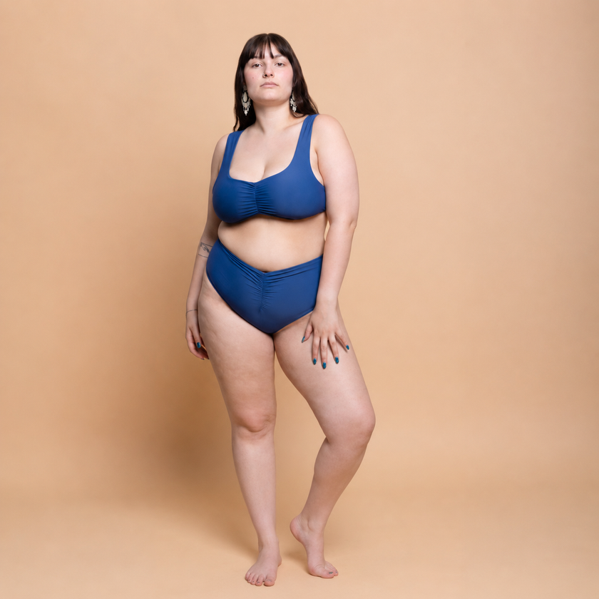 Slip bikini Vita alta con arriccio Tinta unita