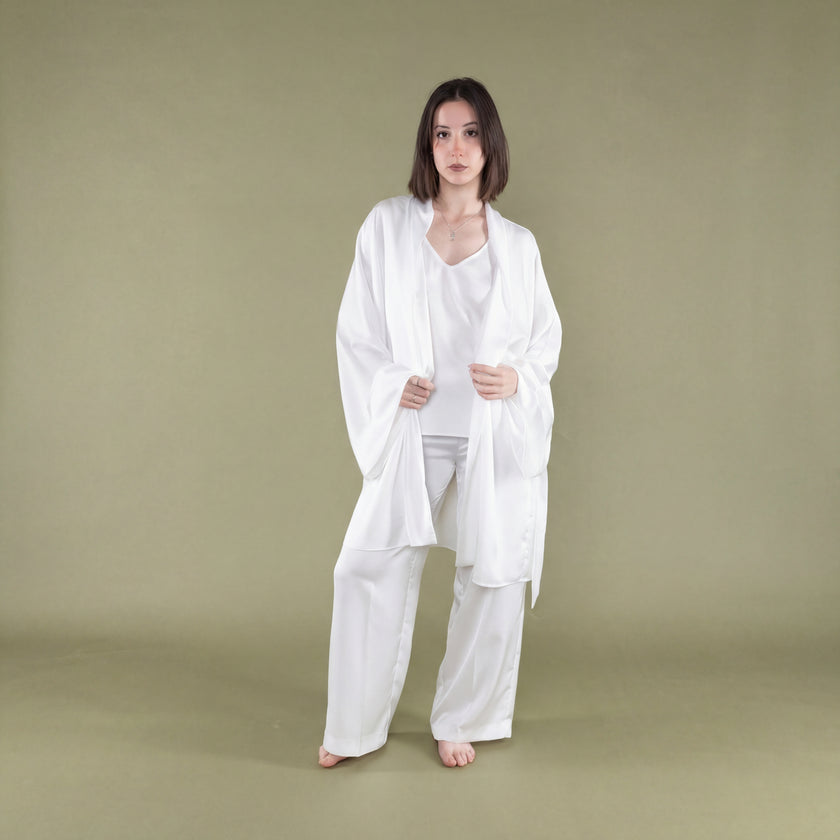Kimono con cintura in pura seta