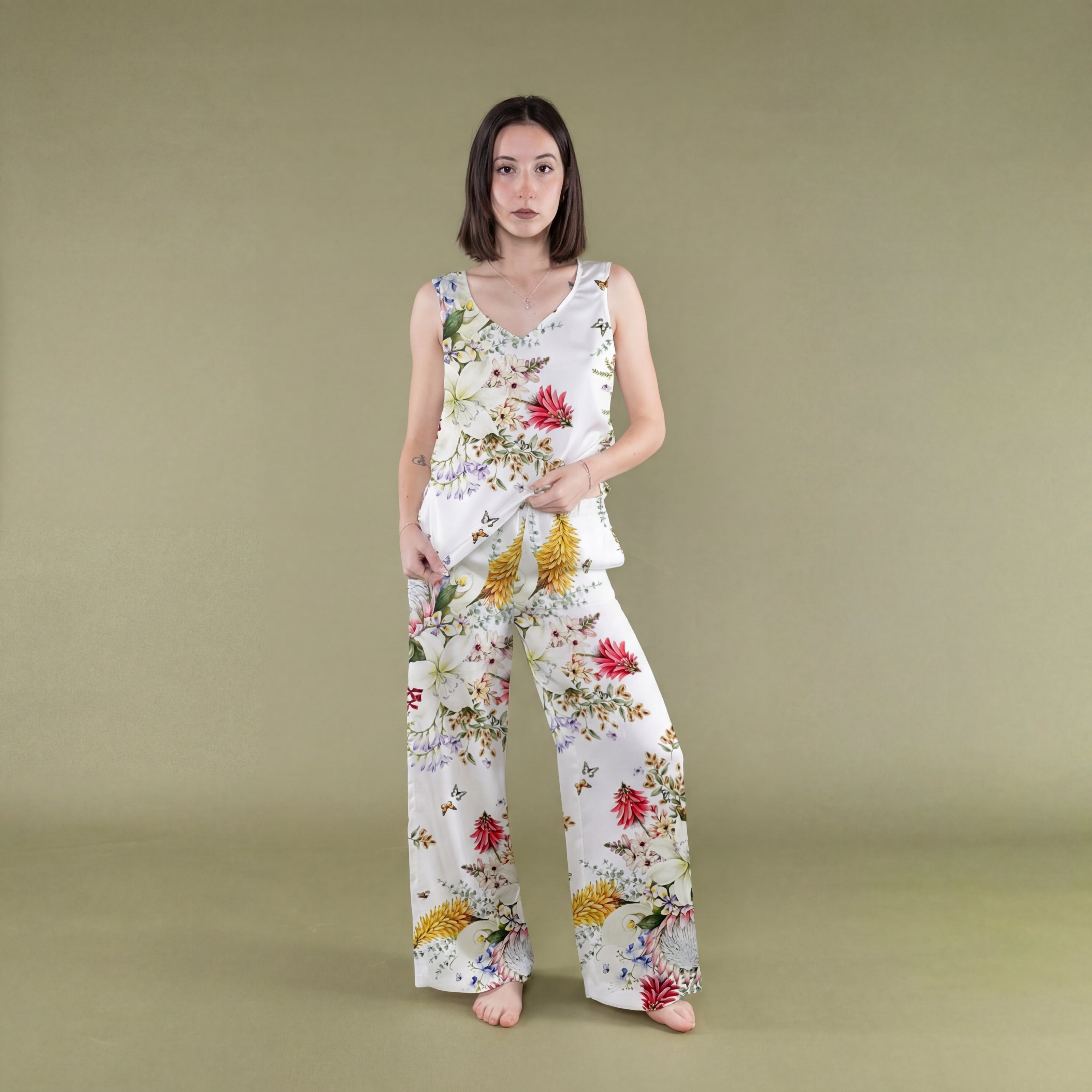 Canotta spalla larga in pura seta