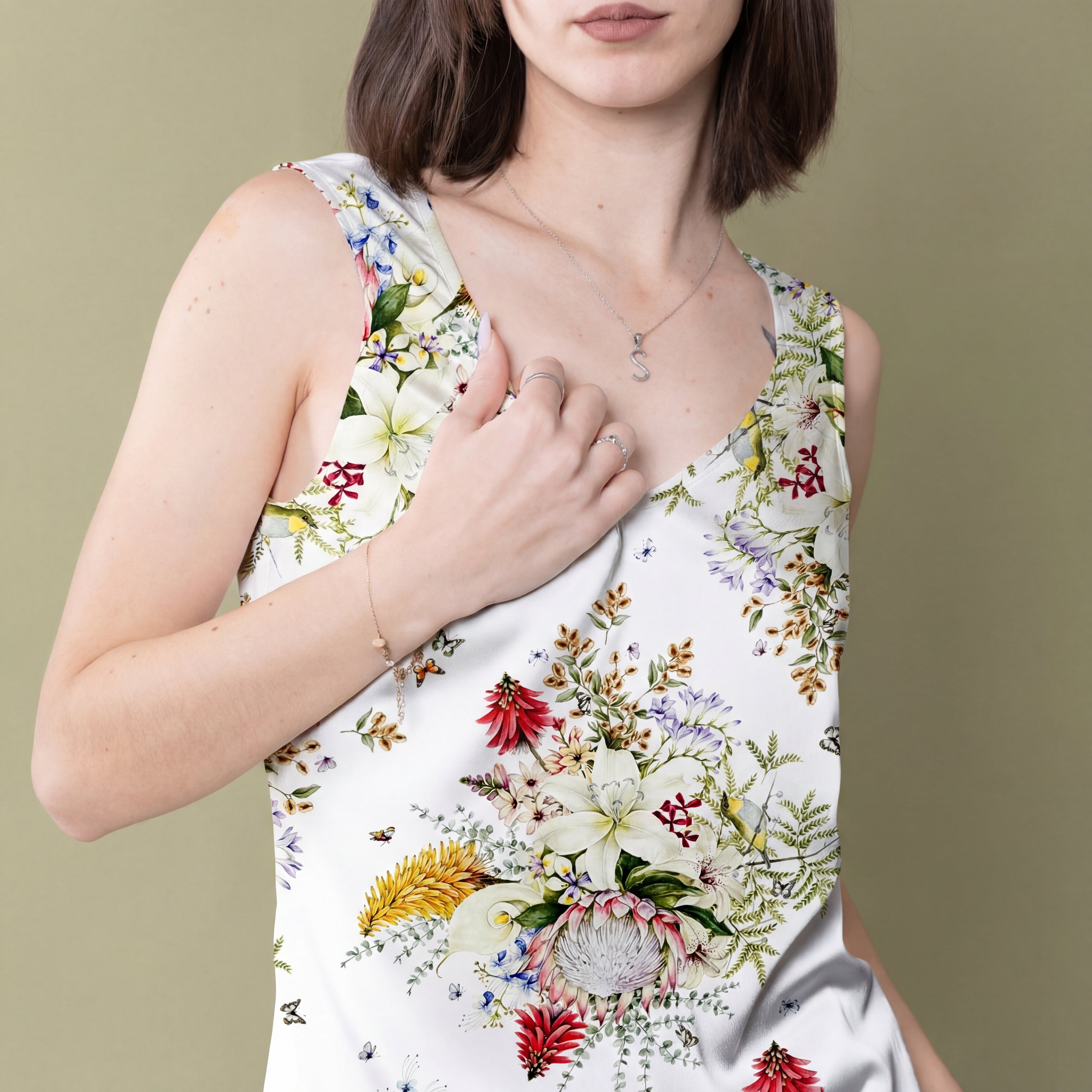 Canotta spalla larga in pura seta