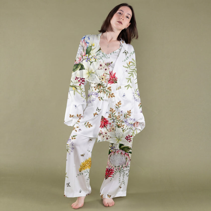 Kimono con cintura in pura seta