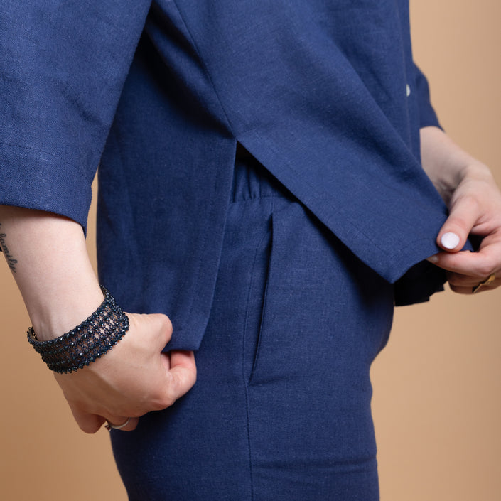 Camicia in lino con spacchi