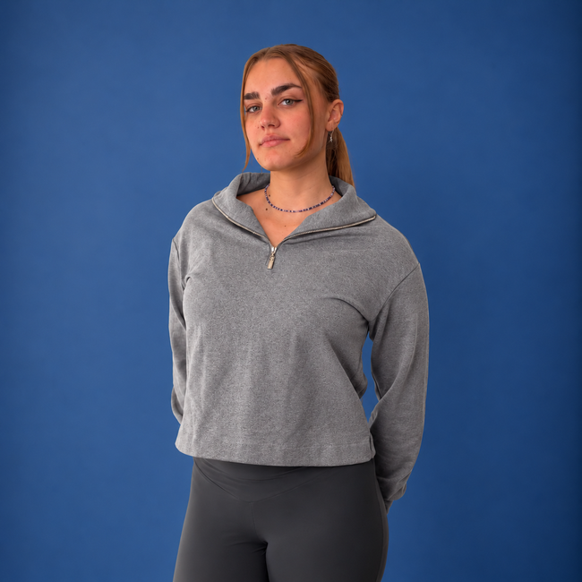 Felpa Polo con zip manica lunga in Cotone