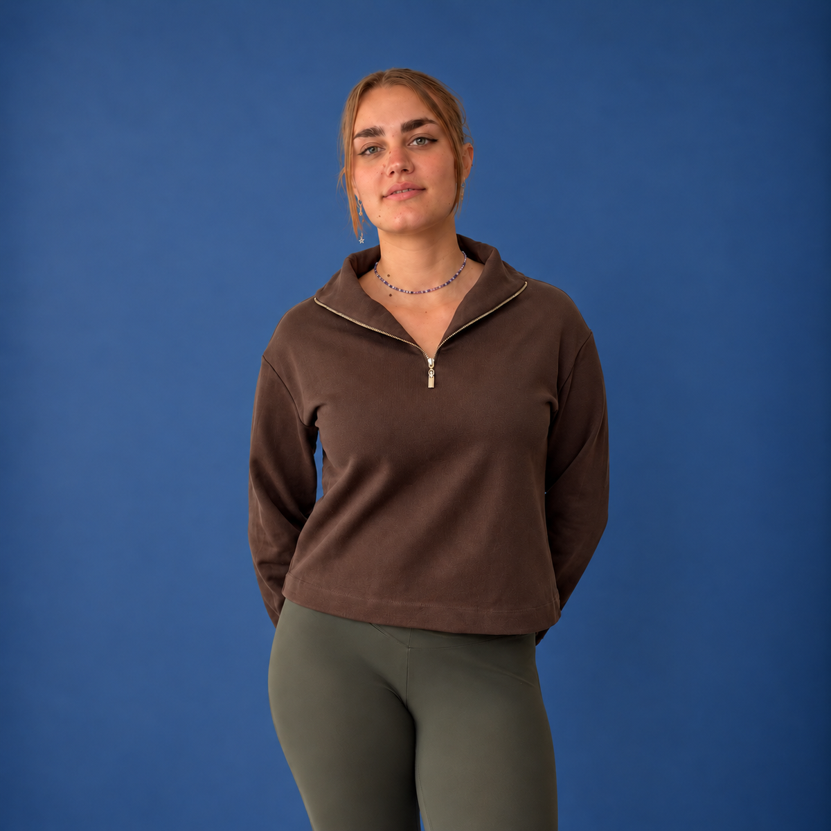 Felpa Polo con zip manica lunga in Cotone