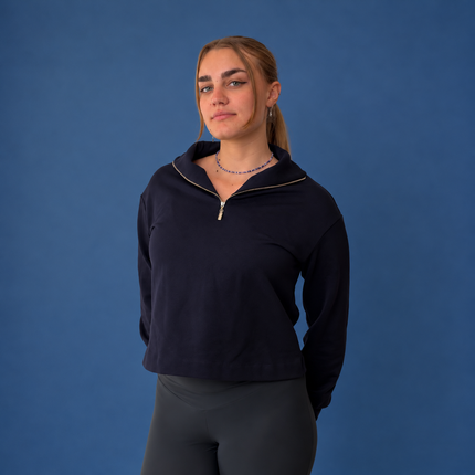 Felpa Polo con zip manica lunga in Cotone