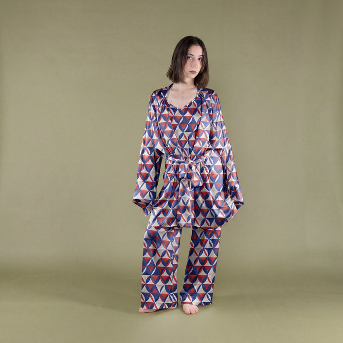 Kimono con cintura in pura seta