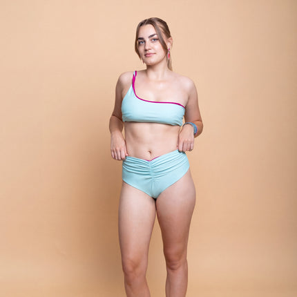 Slip bikini Vita alta con arriccio Tinta unita