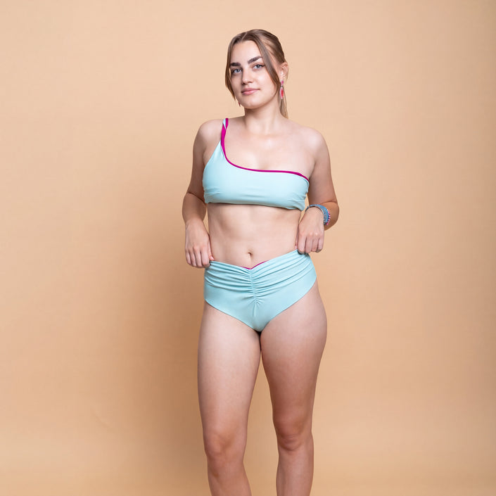 Slip bikini Vita alta con arriccio Tinta unita