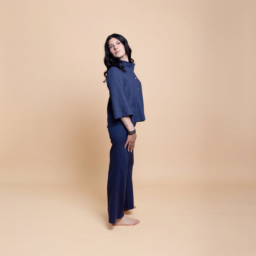Camicia in lino con spacchi