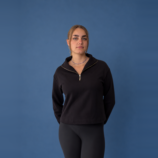 Felpa Polo con zip manica lunga in Cotone